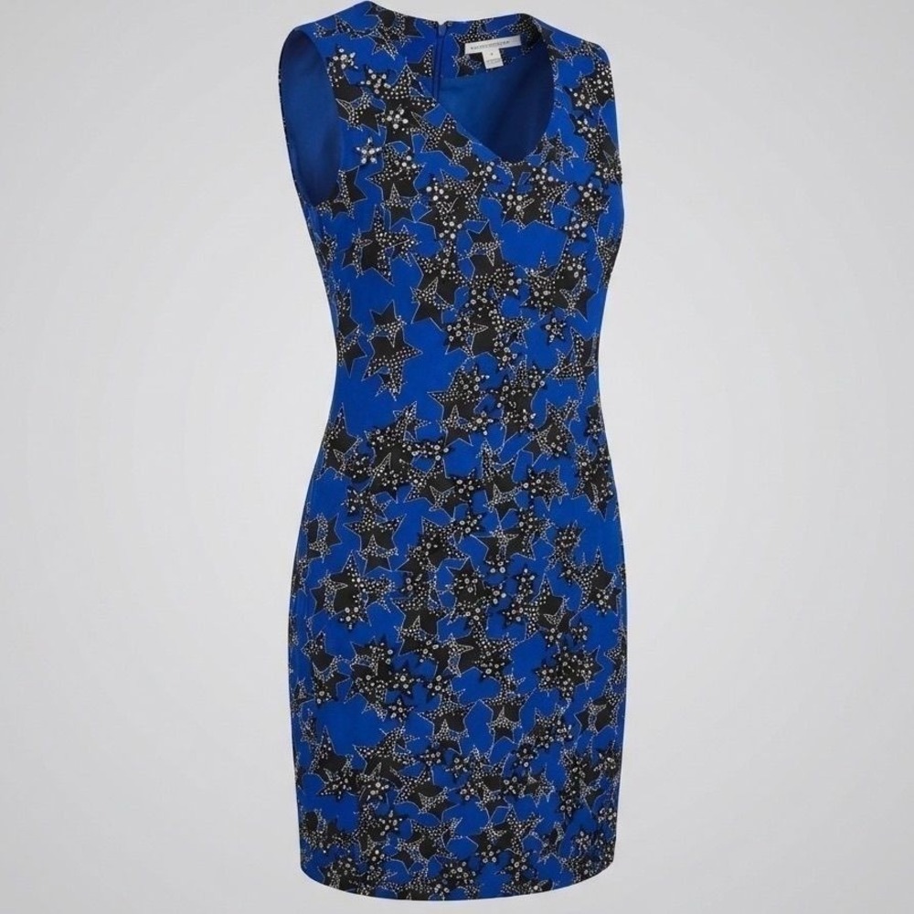 Diane von Furstenberg Sheath‎ Dress Women 4 Blue Twinkle Cobalt Star Embellished